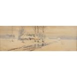 IWAN WINOGRADOWRussischer Maler, tätig um 1900Winterlandschaft Aquarell auf Papier. Sichtmaß 30 cm x