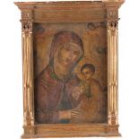 IKONE MIT DER MADRE DELLA CONSOLAZIONE Wohl Veneto-Kretisch, 16. Jh. Laubholz-Tafel, rückseitig