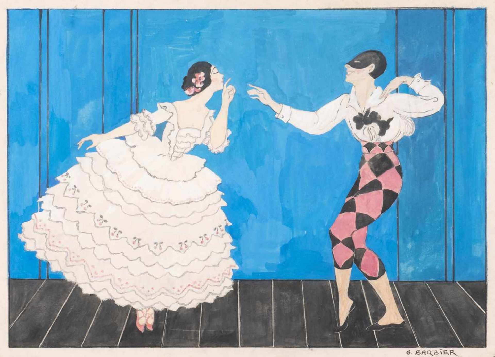 GEORGES BARBIER1882 - 1932 französischer Zeichner'Ballet russe' Gouache auf Papier. Sichtmaß 28 cm x