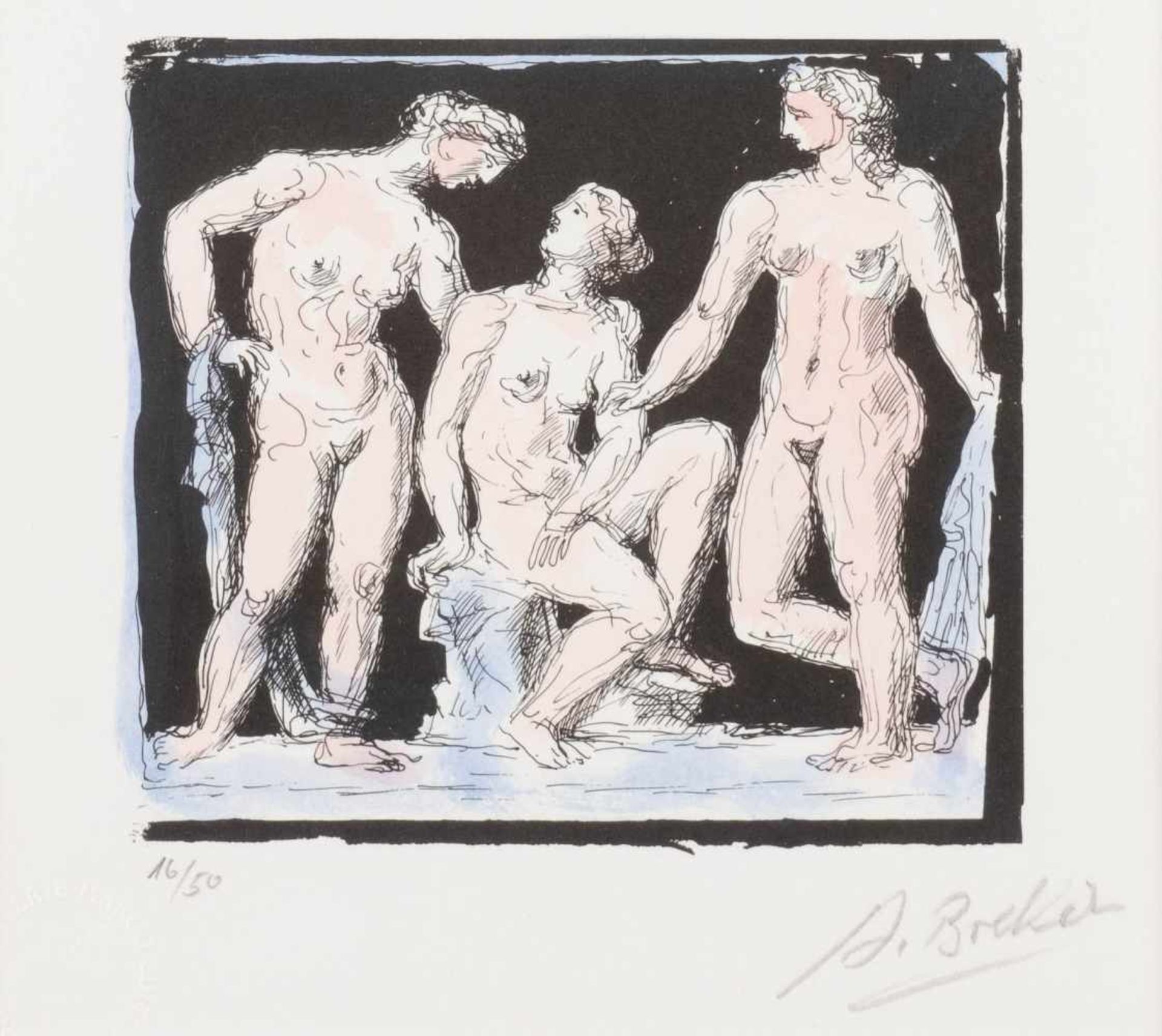 ARNO BREKER1900 Elberfeld - 1991 Düsseldorf THE THREE GRACES Colour lithography on strong paper (