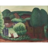 WILHELM BITTORF1904 - 1951 FOREST LANDSCAPE WITH EMBEDDED VILLAGE Oil on canvas. 41 x 54 cm (f. 44,5