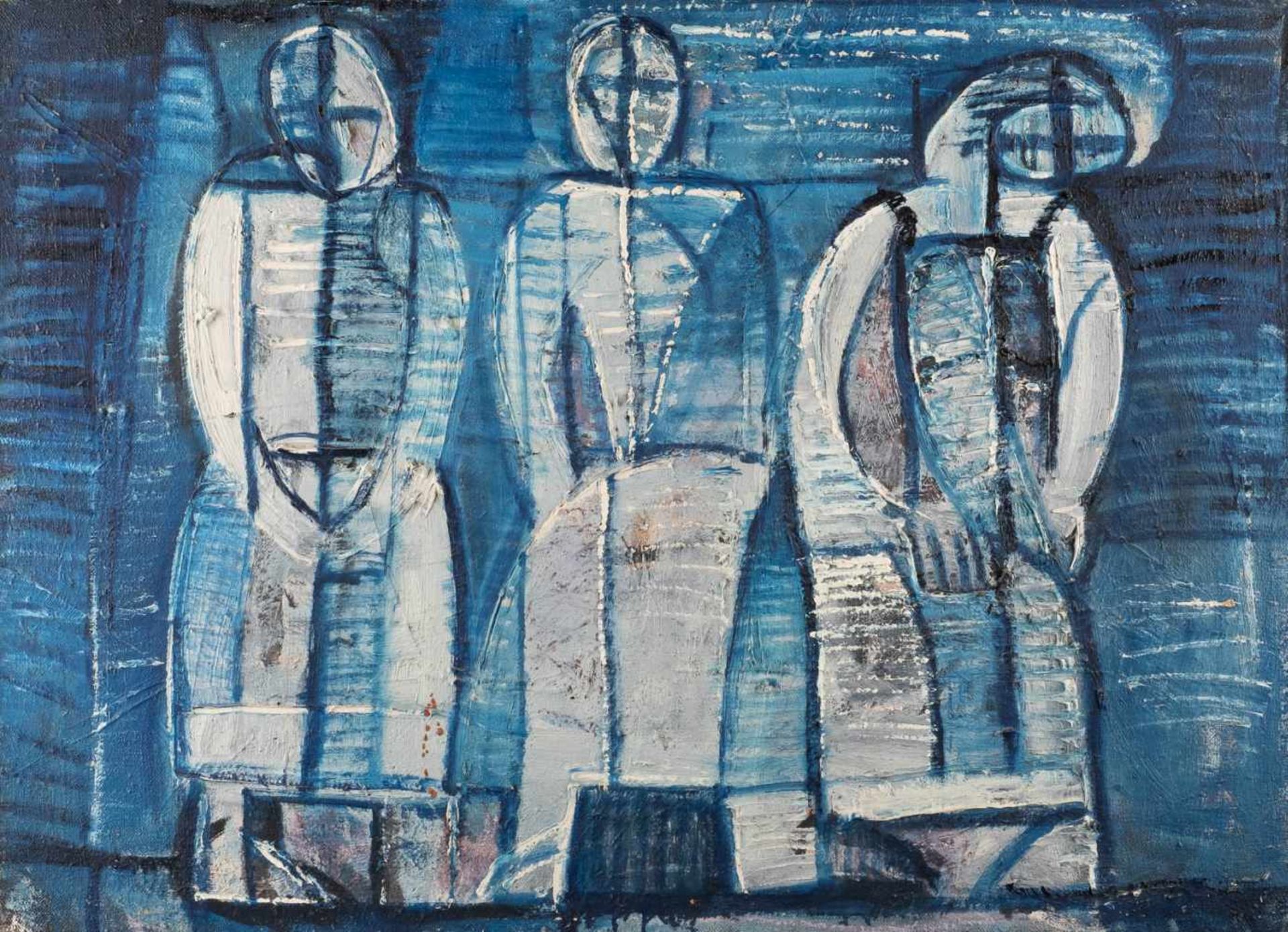 V. BURTAS1963 WIDOWS Oil on canvas. 65,5 x 90 cm (f. 68 x 92,5 cm). Verso signed, entitled and dated