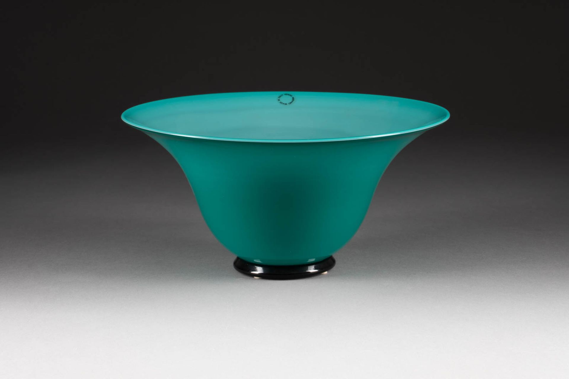 BOWL 'ANNI TRENTA'Italy, Venini & C., Murano, 1988 Transparent turquoise and green glass and a black