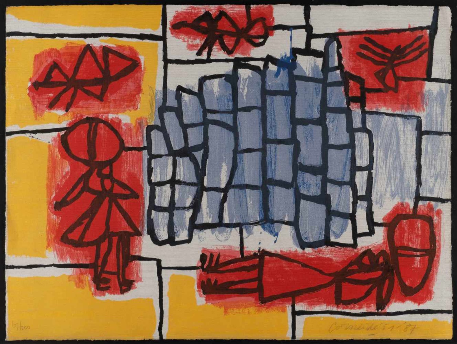 CORNEILLE1922 Liège - 2010 Auvers-sur-Oise ABSTRACT COMPOSITION Lithography on handmade paper. Sheet