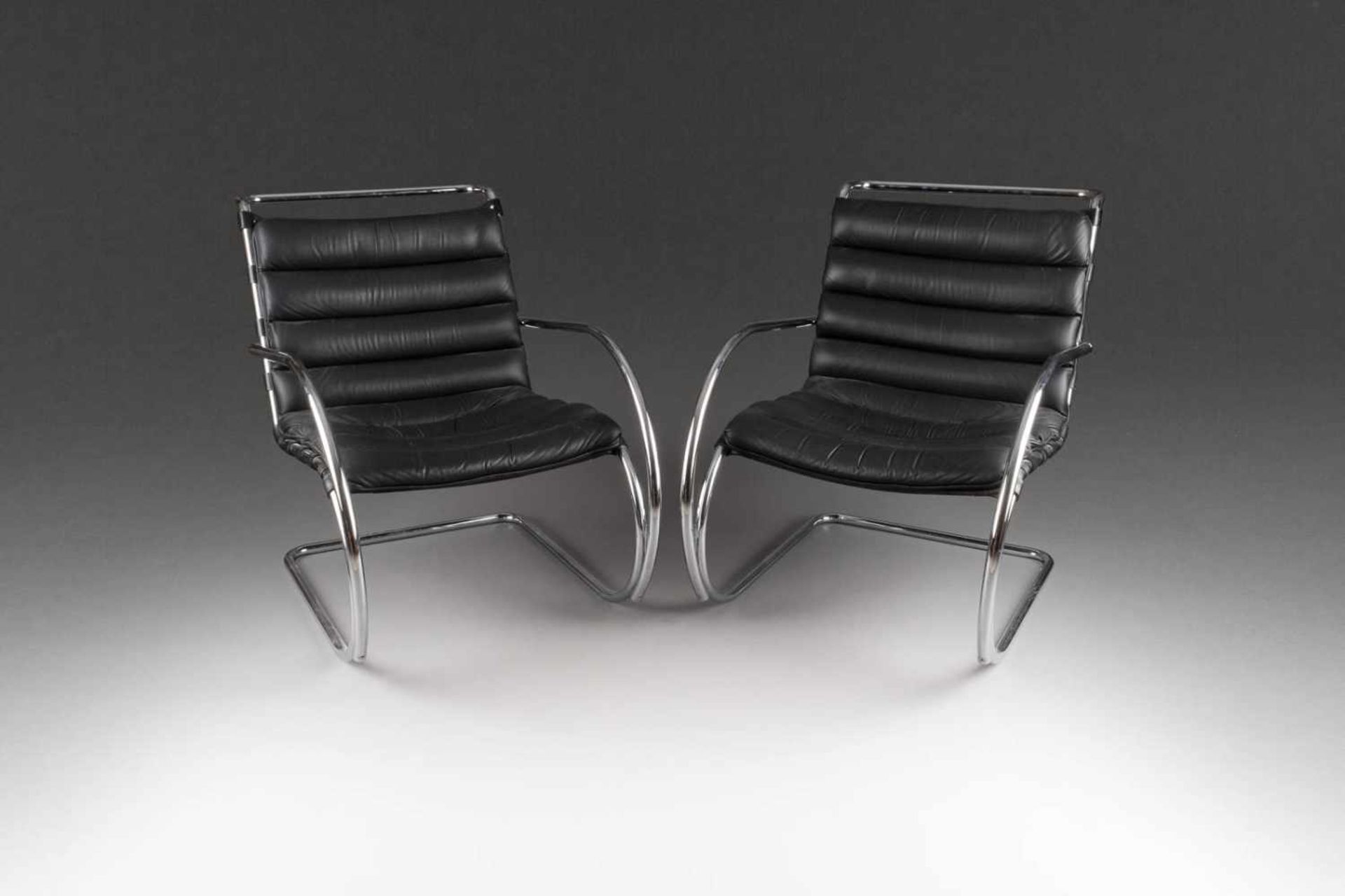LUDWIG MIES VAN DER ROHE (AFTER)1886 Aachen - 1969 Chicago TWO CANTILEVER CHAIRS German, 2nd half of