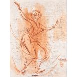 SHIAVAX CHAVDA1914 Navsari (India) - 1990 DANCER I Oil on canvas. 50 x 38,5 cm (f. 58,5 x 46 cm).