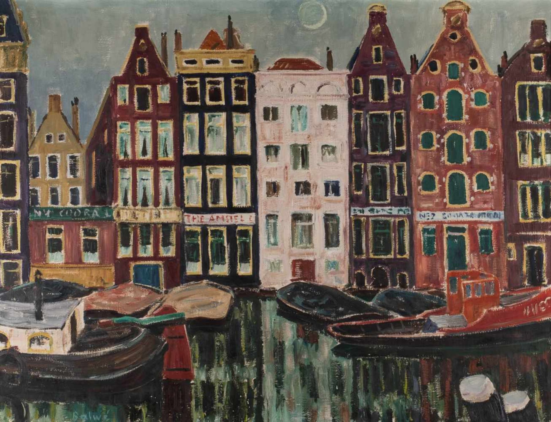 ARNOLD BALWÉ1898 Dresden - 1983 Feldwies at Chiemsee 'DAMRAK AMSTERDAM' (1957) Oil on canvas. 90 x