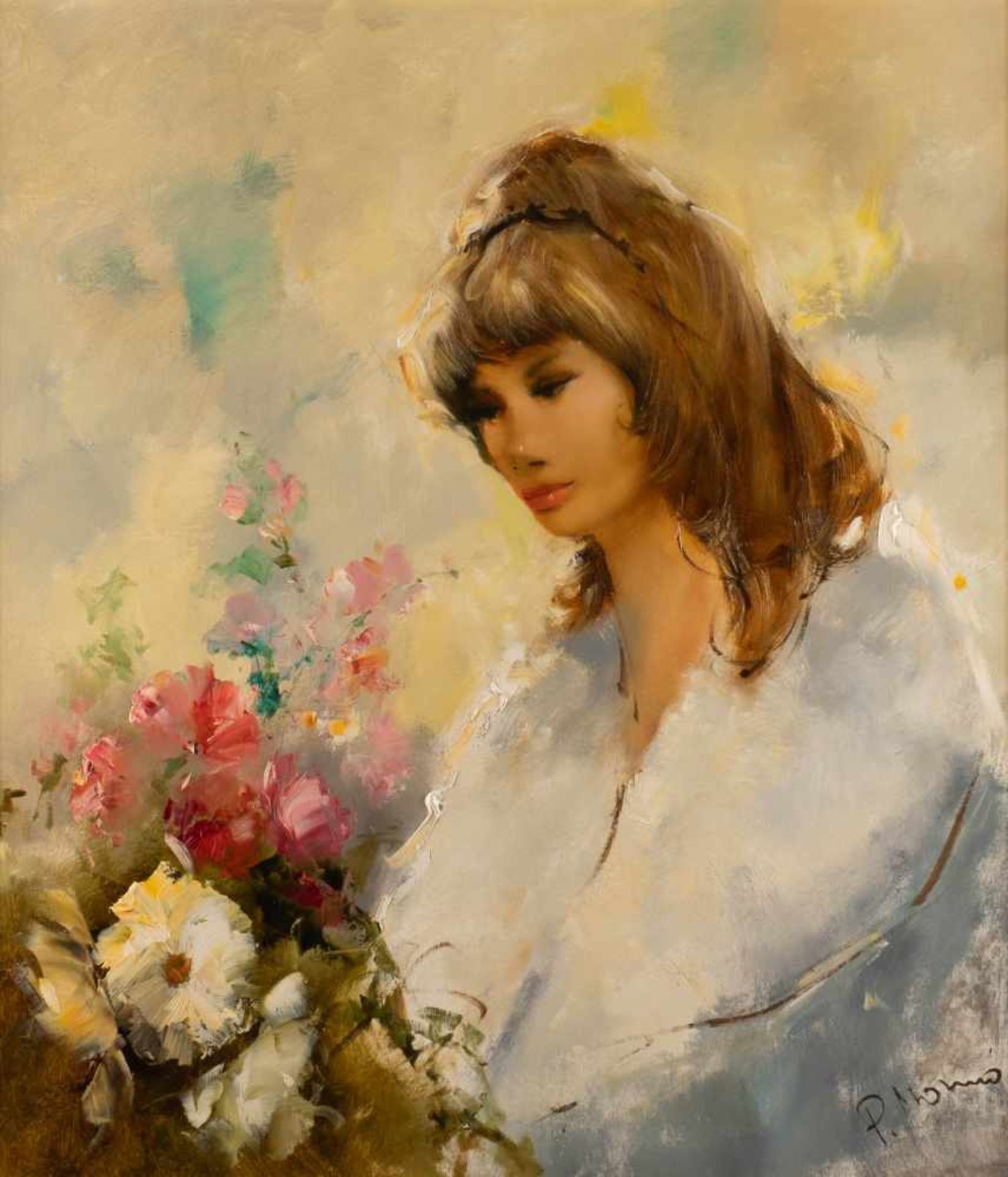 INGFRIED PAUL HENZE-MORRO (CALLED PAUL MORRO)1925 Leipzig - 2013 Munich GIRL WITH BLOOMING FLOWERS