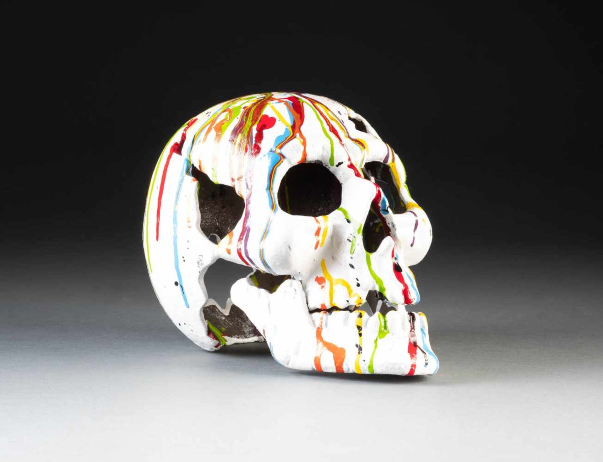 MODERN SCULPTORActive in the 2nd half of the 20th century SKULL Cast metal, polychrome painted. H.