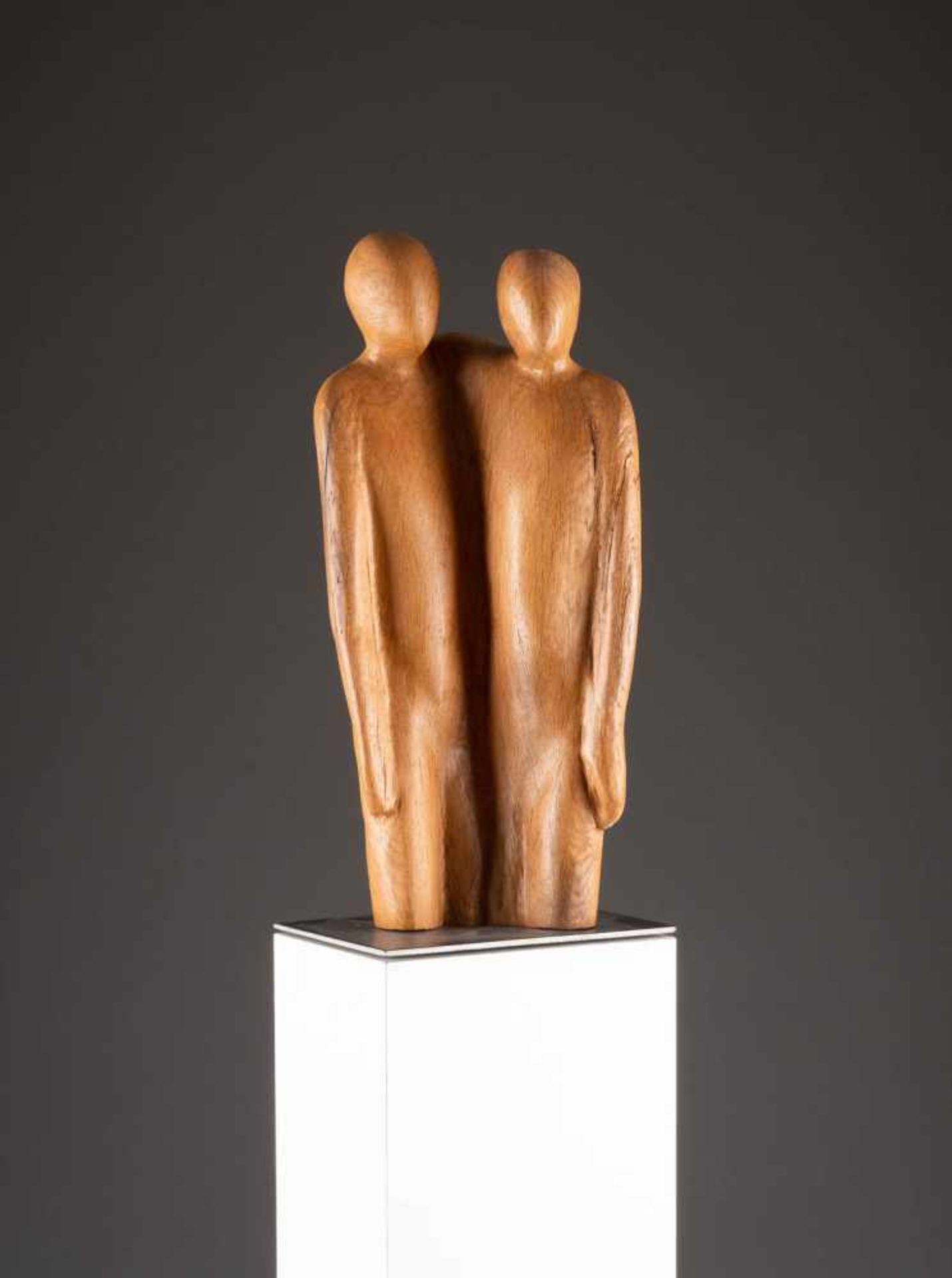 STEPHAN GRUBER1965 Bad Nauheim FRIENDSHIP (GROUP OF FIGURES) Carved limewood, mounted on a metal