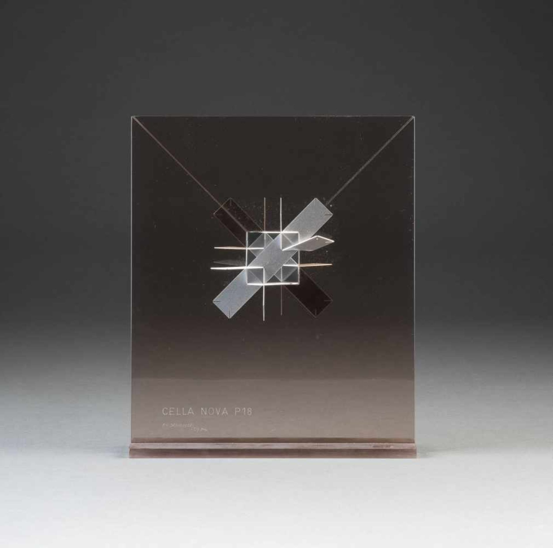 KARL-LUDWIG SCHMALTZ1932 Vellahn 'CELLA NOVA P18' Perspex, aluminium sheet. 27,5 x 23,5 cm.