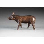 KURT ARENTZ1934 Cologne - 2014 Munich LUCKY PIG Bronze, brownly patinized. H. 9 cm and L. 15 cm.
