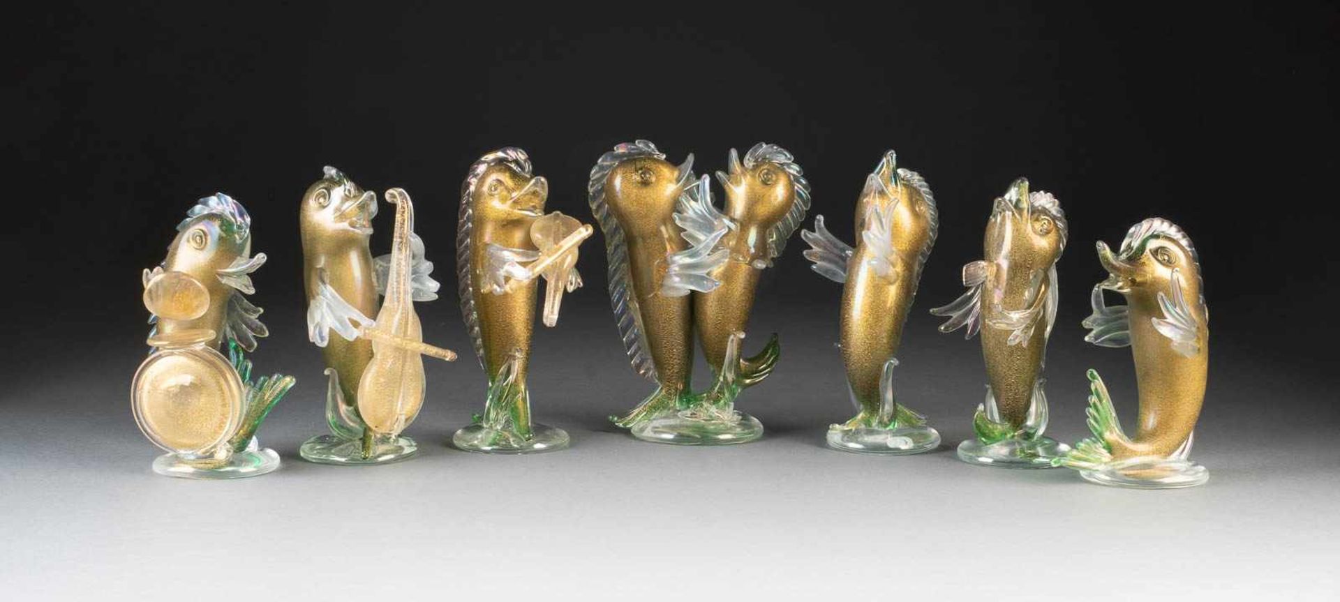 ARCHIMEDE SEGUSO1909 Murano - 1999 ibid. FIGURE GROUP 'ORCHESTRA DEI PESCI' Italy, Murano, made in