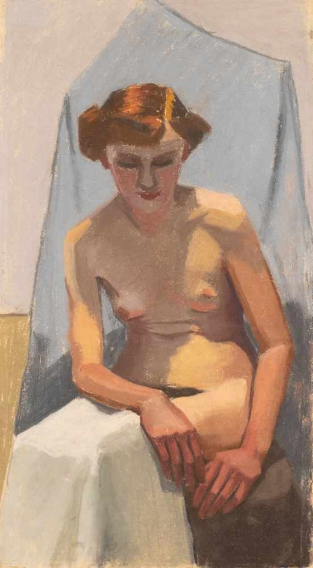 WOLFGANG ESCHER1920 Peterswaldau - 2008 Frankfurt AFTER THE BATH Pastel chalk on strong cardboard.