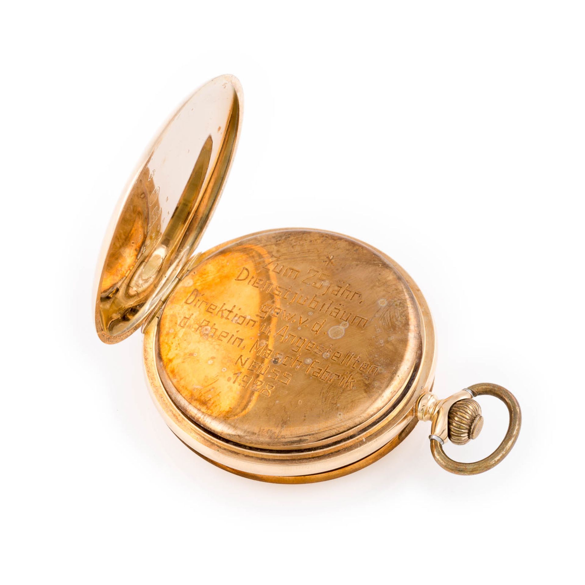 GOLD-SAVONNETTE Gelbgold, Metall. D. 5 cm, Ges.-Gew. ca. 92 g. Gest. 0,585, '14 K', '56', ' - Bild 2 aus 4
