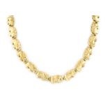 COLLIER MIT DIAMANTBESATZ 'ROY SARKIN' Gelbgold. L. 42 cm, Ges.-Gew. ca. 62,5 g. Gest. 750,