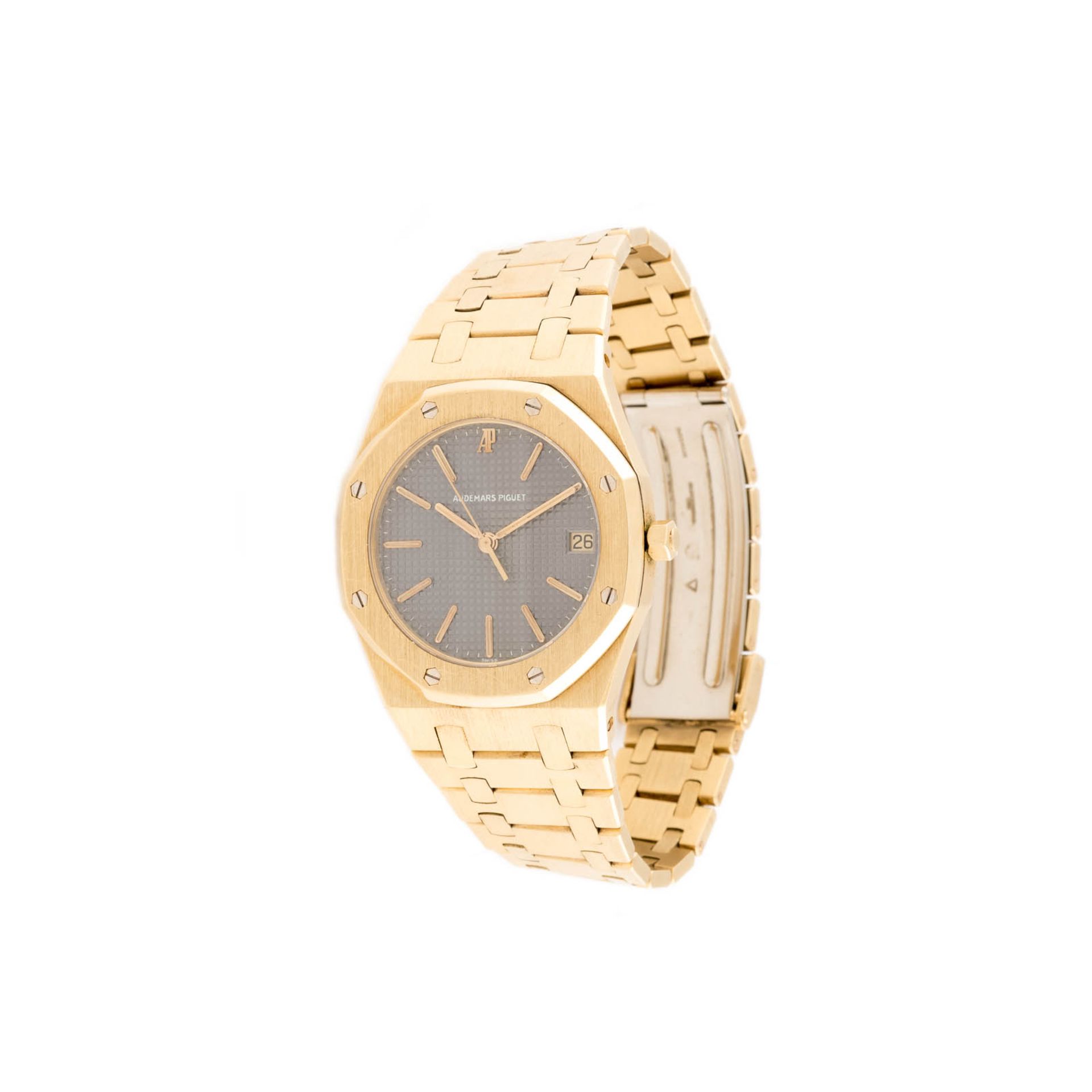 HERRENARMBANDUHR 'AUDEMARS PIGUET - ROYAL OAK' Schweiz, 20. Jh. Gelbgold. Lünette 3,5 cm, Ges.-