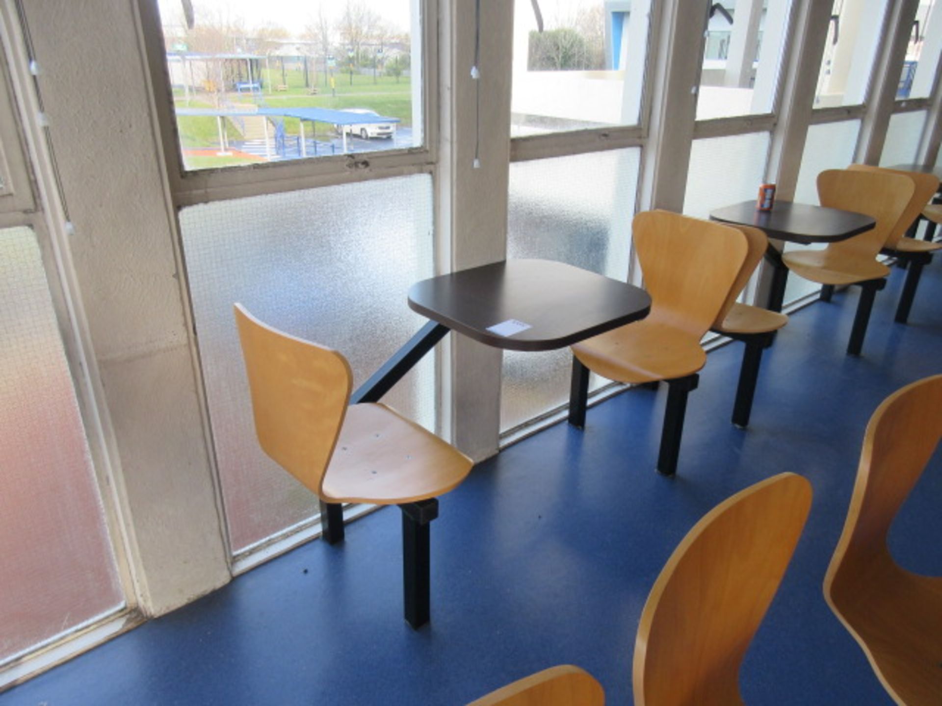 SIX TWO SEATER CANTEEN COMBINED TABLE & CHAIR UNITS - Image 2 of 3