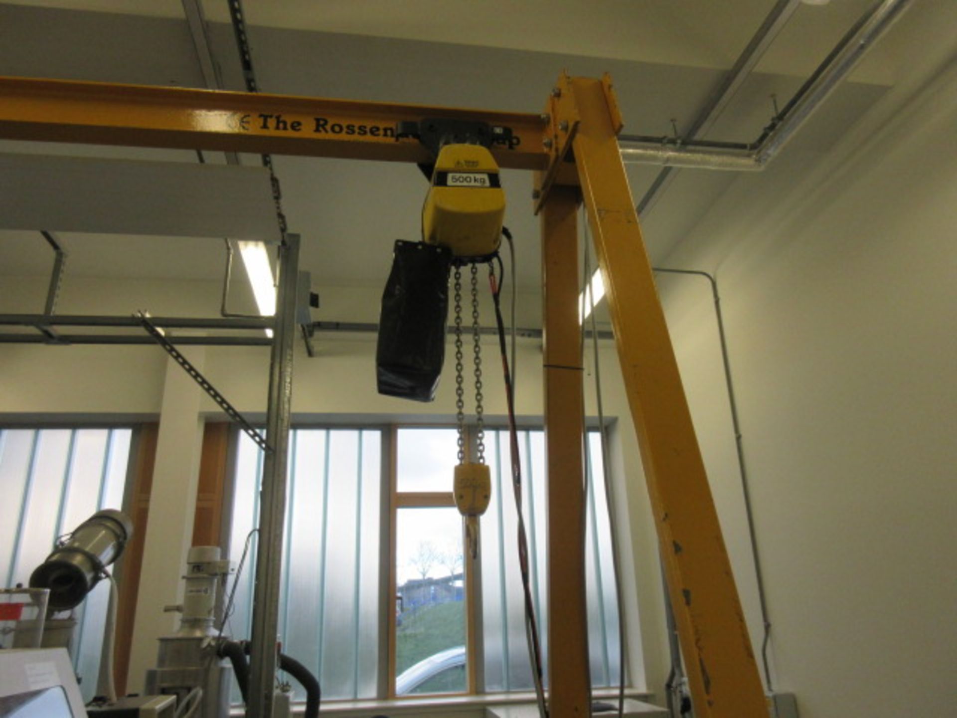 ROSSENDALE GROUP 500KG CAPACITY MOBILE GANTRY CRANE WITH YALE 500KG 240V PENDANT CONTROL HOIST. 3M - Image 2 of 4