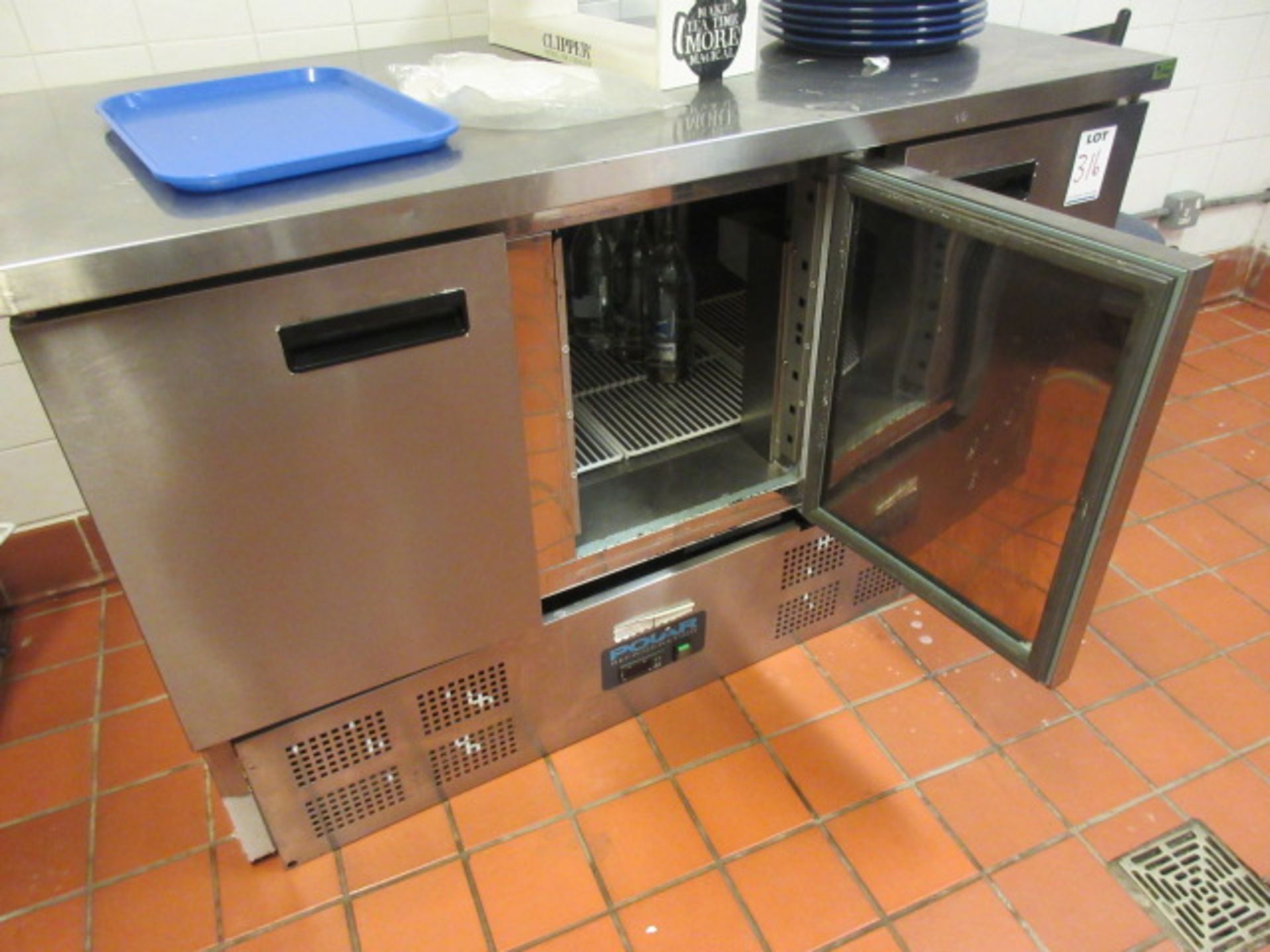 POLAR STAINLESS STEEL THREE COMPARTMENT REFRIGERATION COUNTER 1400 mm X 700 mm - Image 2 of 3