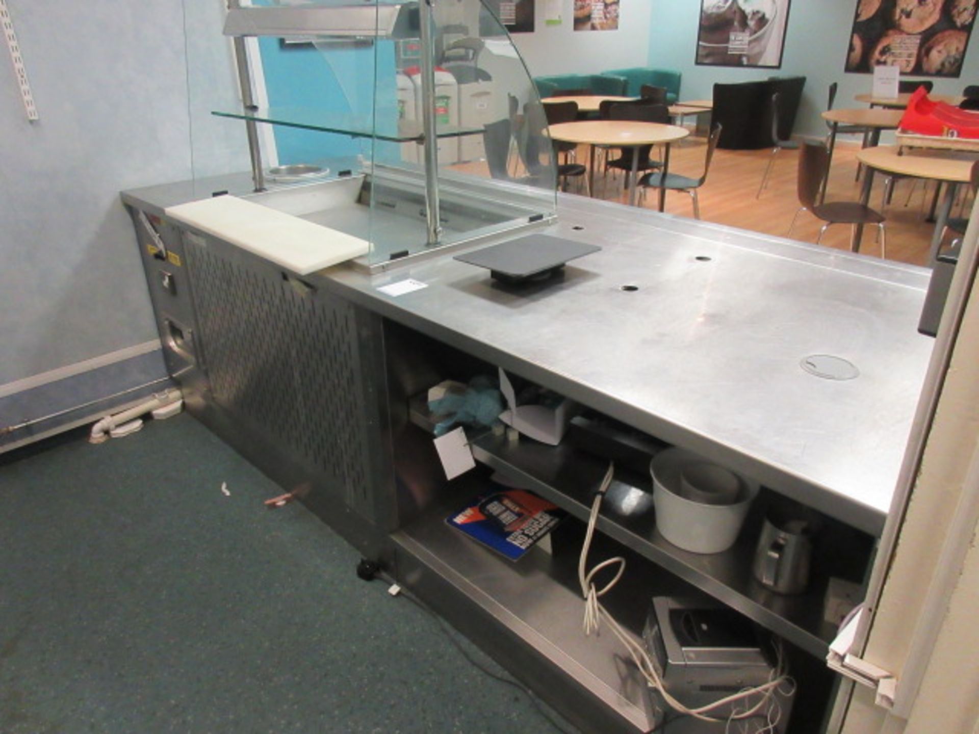 STAINLESS STEEL REFRIGERATED SERVING COUNTER AND DRINKS COUNTER WITH BUILT IN SINK AND WATER - Image 3 of 4