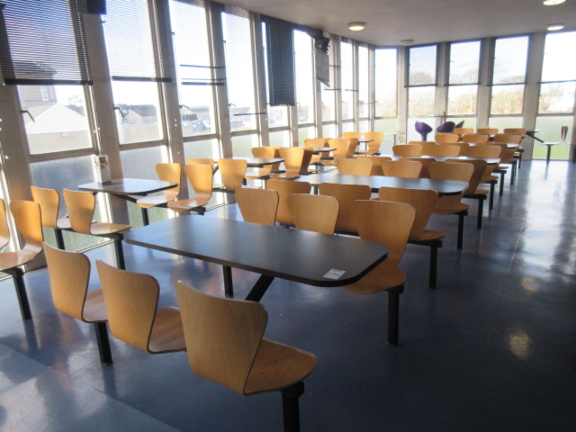 FIVE SIX SEATER CANTEEN COMBINED TABLE & CHAIR UNITS - Image 2 of 3