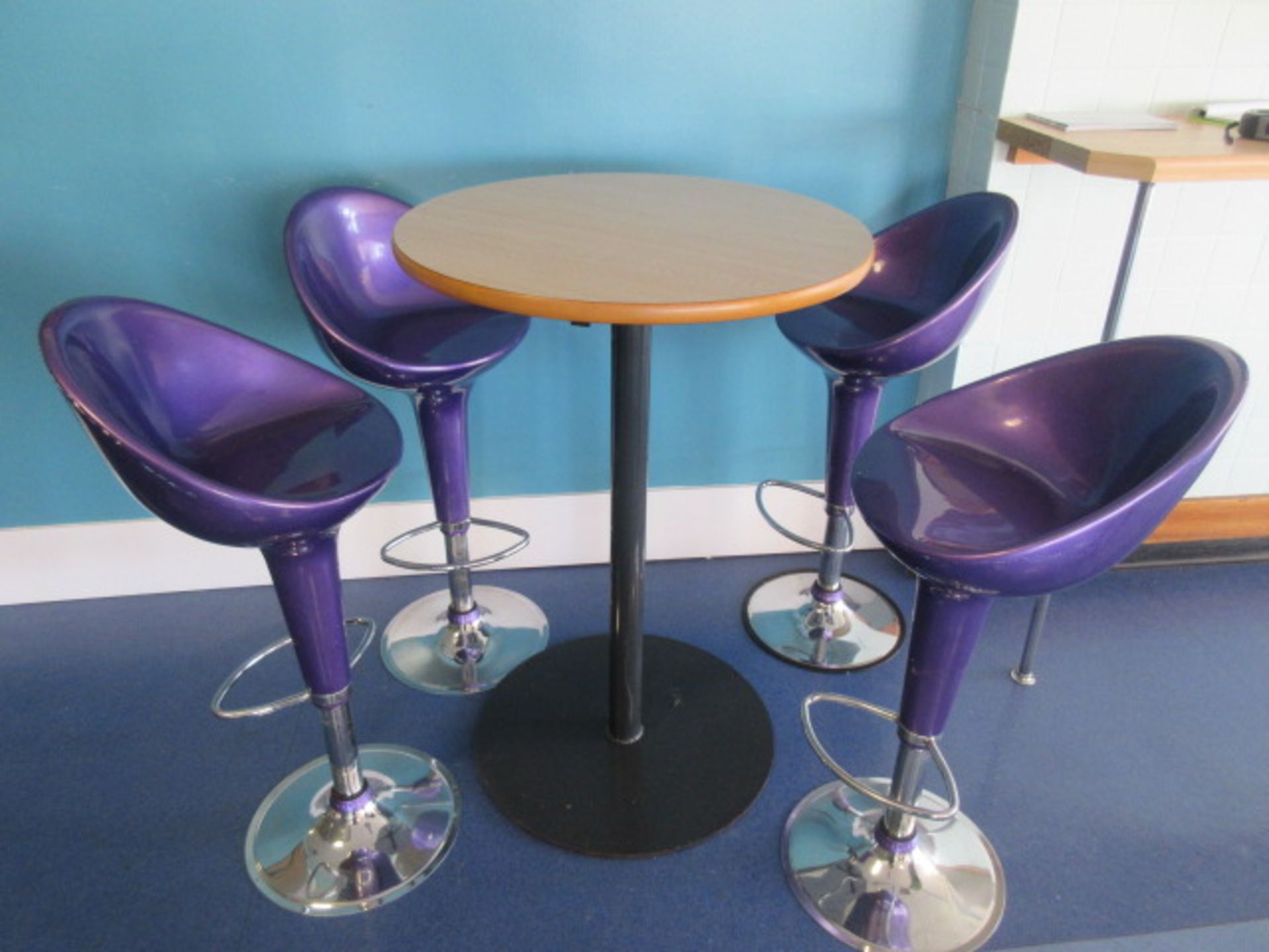 SIX 700mm DIA BAR HEIGHT TABLES & 24 MATCHING CHAIRS