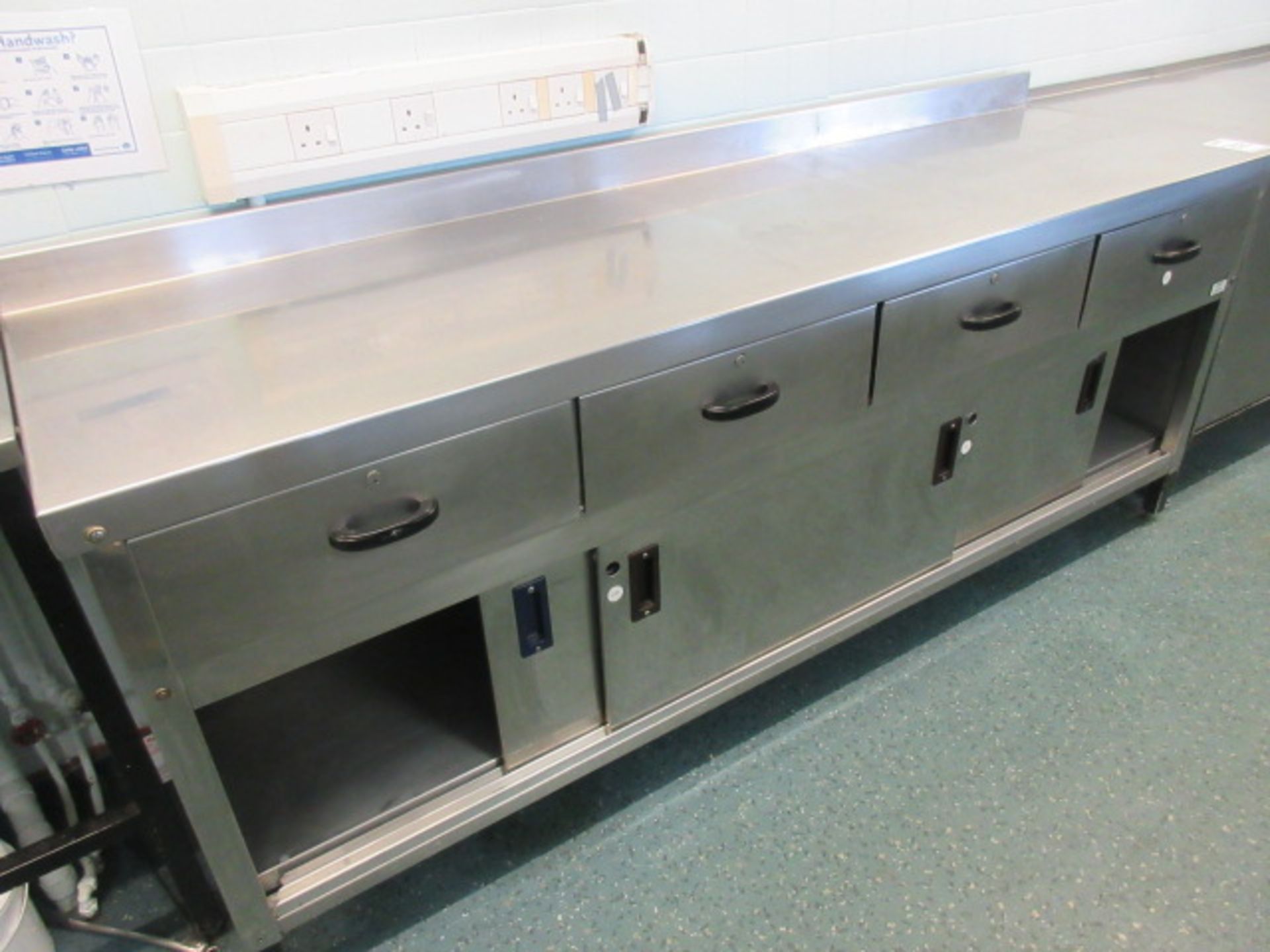 STAINLESS STEEL STORAGE COUNTER/WORKTOP 2140 mm LONG X 600 mm - Image 2 of 3