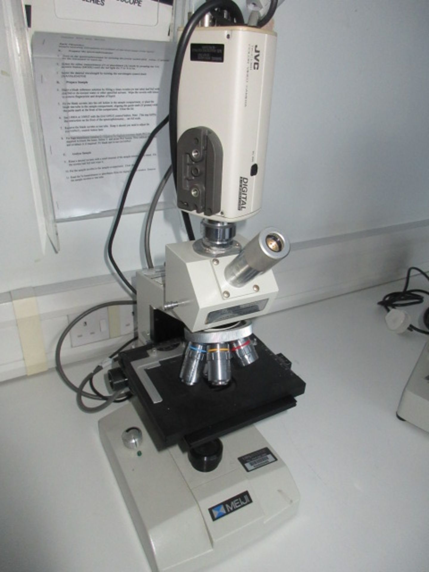 MEIJI ML 2000 BENCH TOP MICROSCOPE, 240V, 50/60 Hz, WITH SVC DIGITAL COLOUR VIDEO CAMERS SN 207644