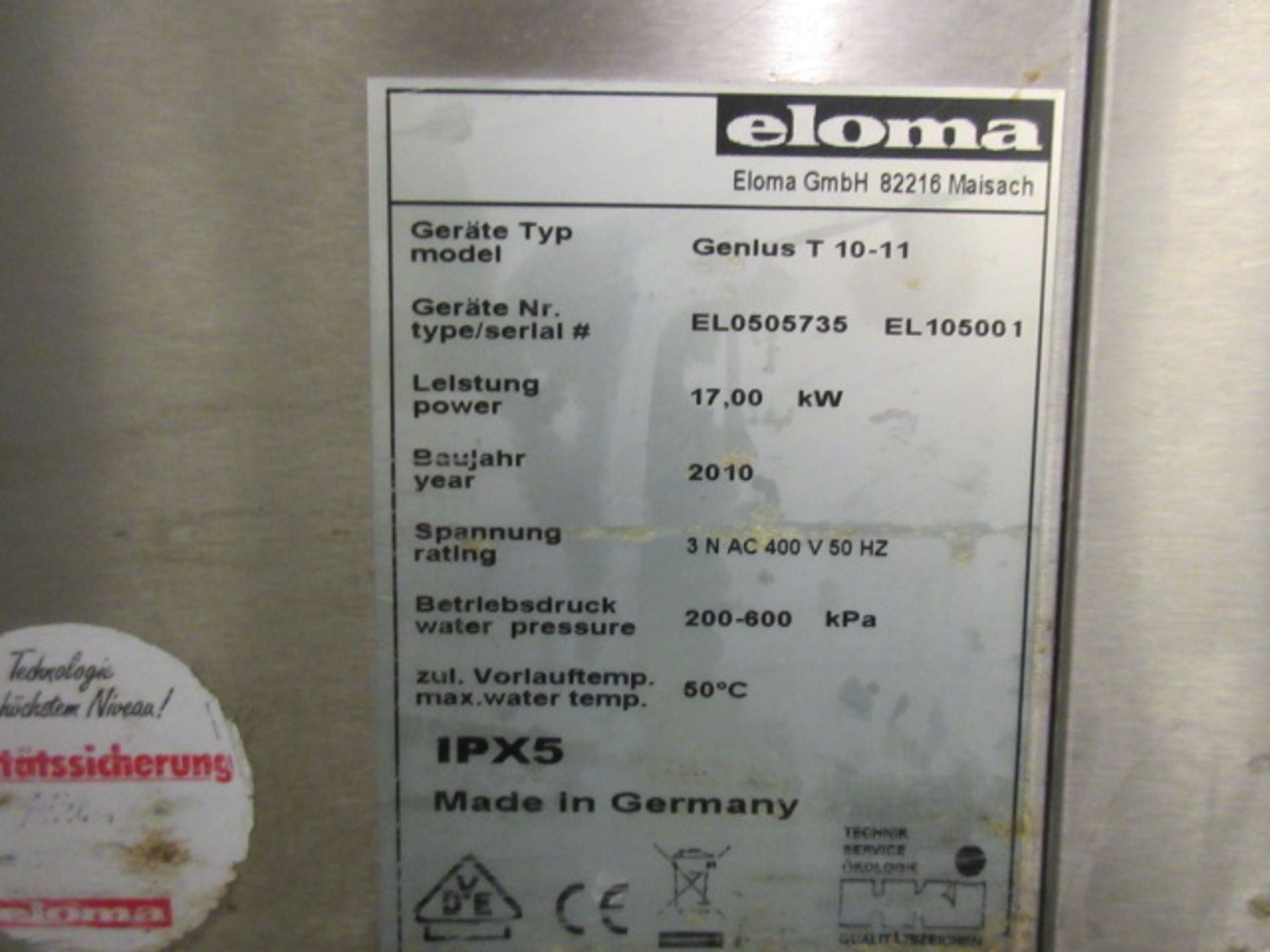 ELOMA GENIUS T 10-11 17 KW ELECTRIC STEAM OVEN ON MOBILE BASE (2010) - Bild 4 aus 5