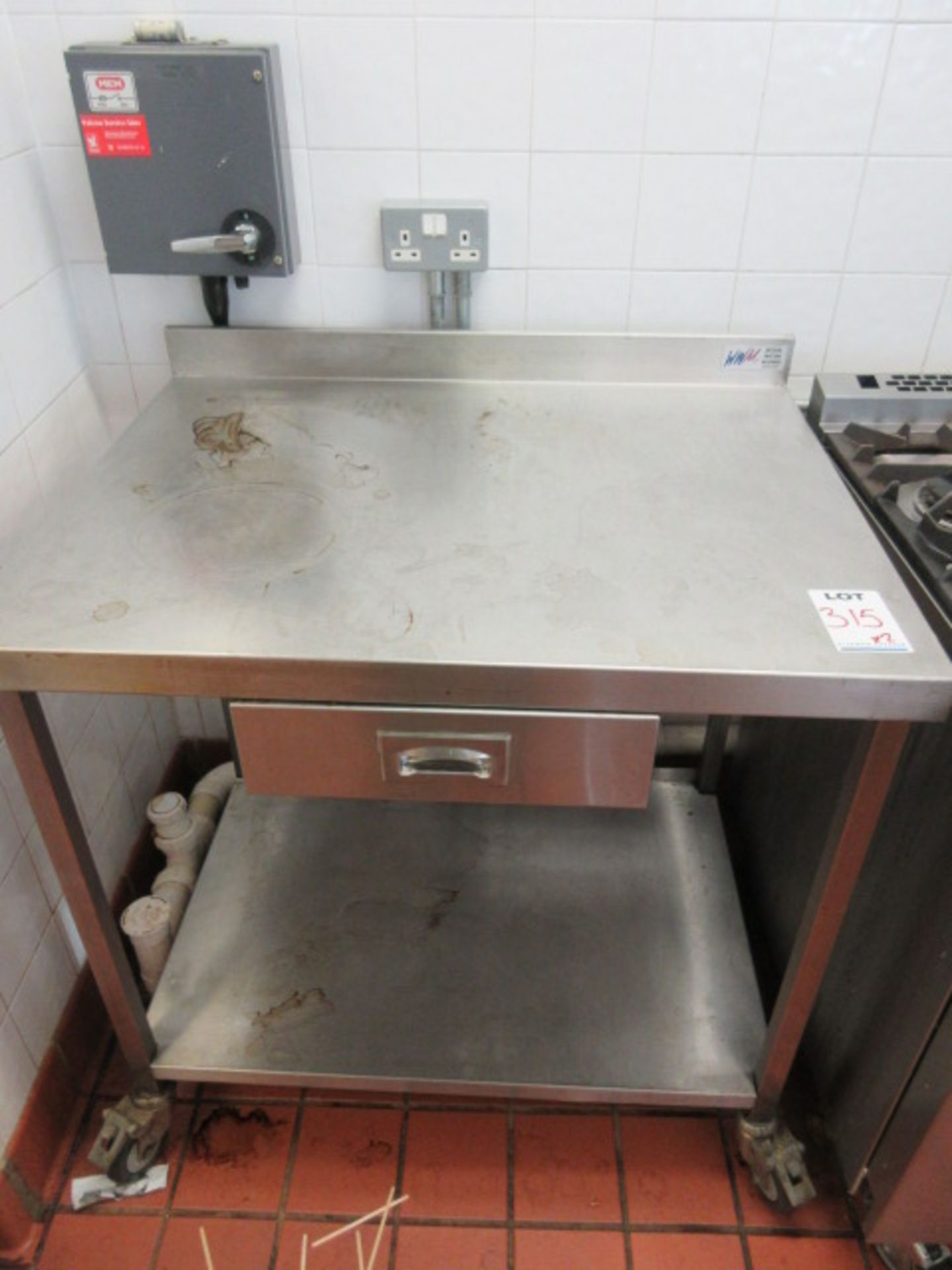 TWO STAINLESS STEEL TABLES 1900 X 480 mm & 900 X 680 mm
