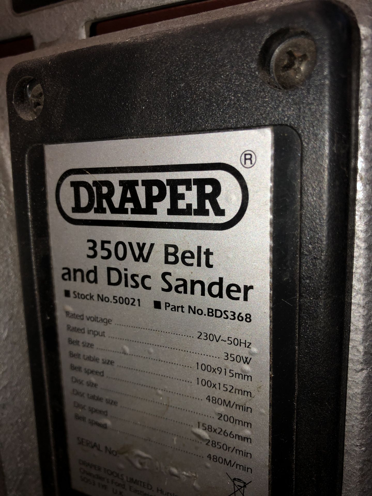 DRAPER 350W Belt and Disc Sander - Image 2 of 2