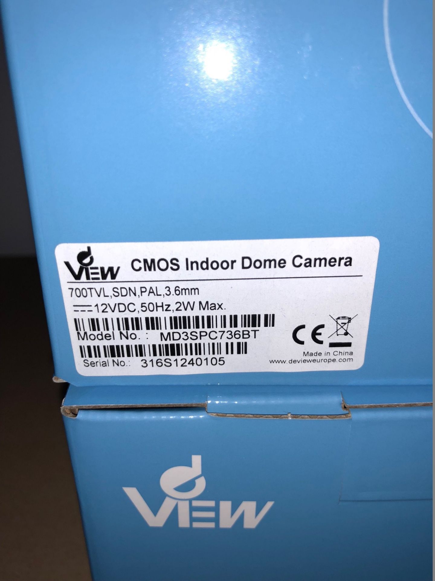 4 x dView CMOS Indoor Dome Cameras - 700TVL, SDN, PAL, 3.6mm - Model MD3SPC736BT (Brand New & - Image 2 of 3