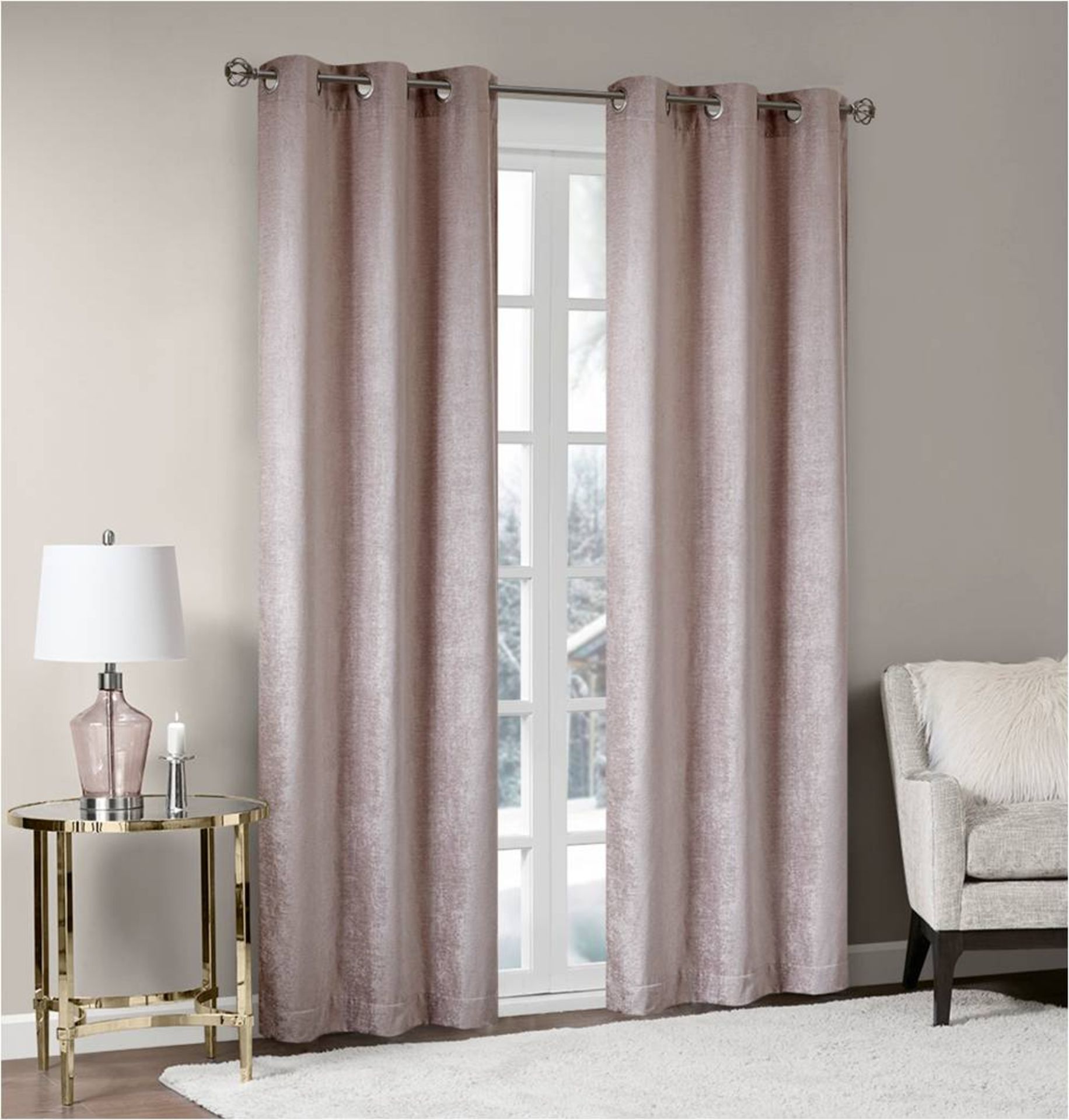 1 x Set of Madison Park Palazzo Chenille Blush Curtains 90x90" - Product Code MP40-0299UK (Brand New