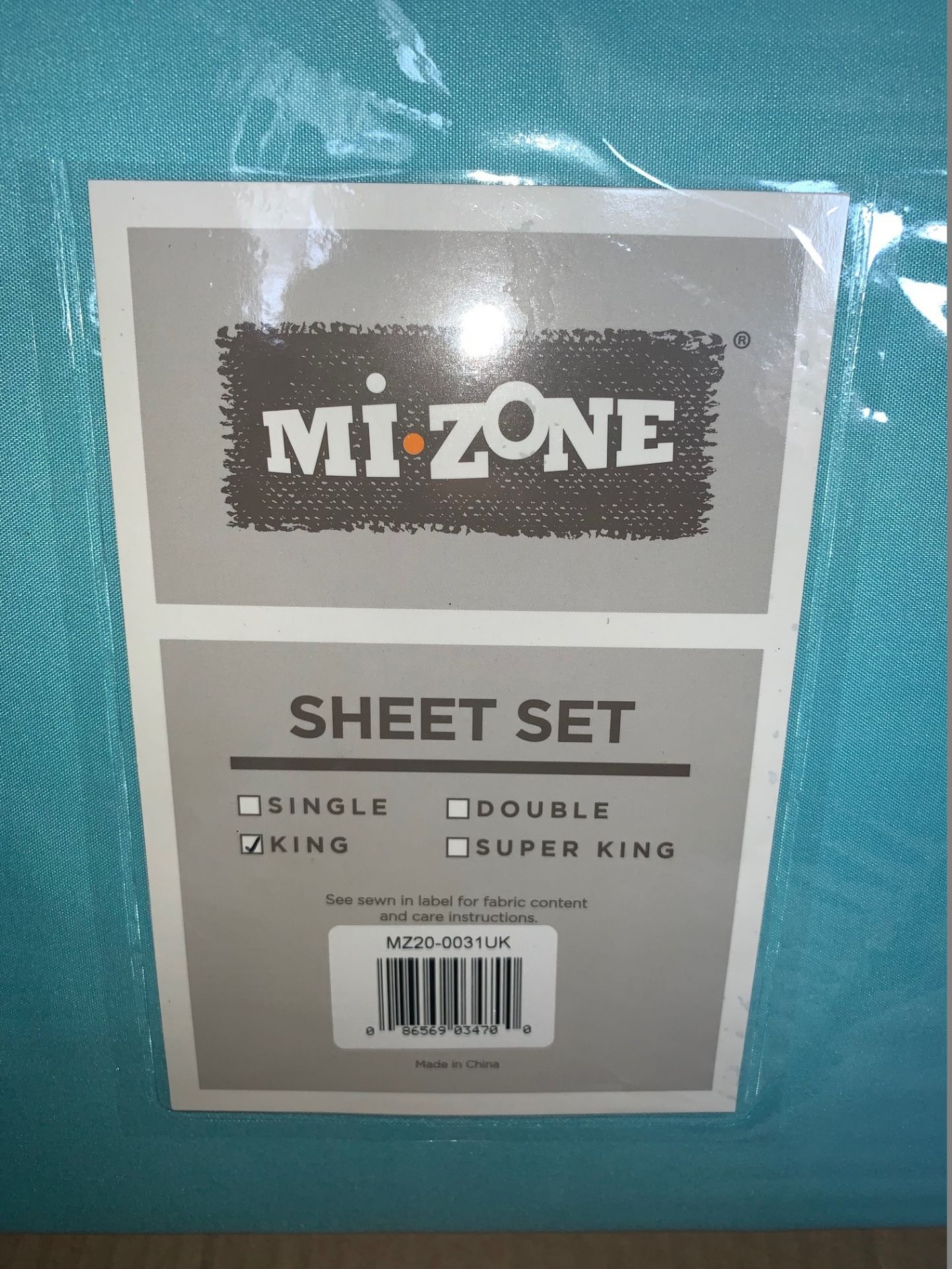 1 x Mi-Zone King Size Sheet Set Teal - Includes Fitted Sheet, Flat Sheet and Pillowcases - Product - Image 2 of 2