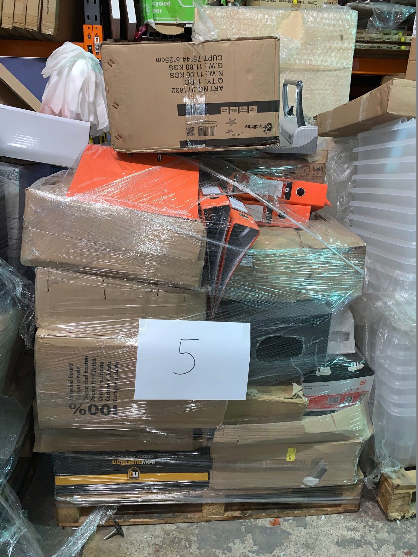 1 x Pallet of Mixed Stock/Stationery Including Envelopes, Bankers Boxes, Utility Trolley, Soap