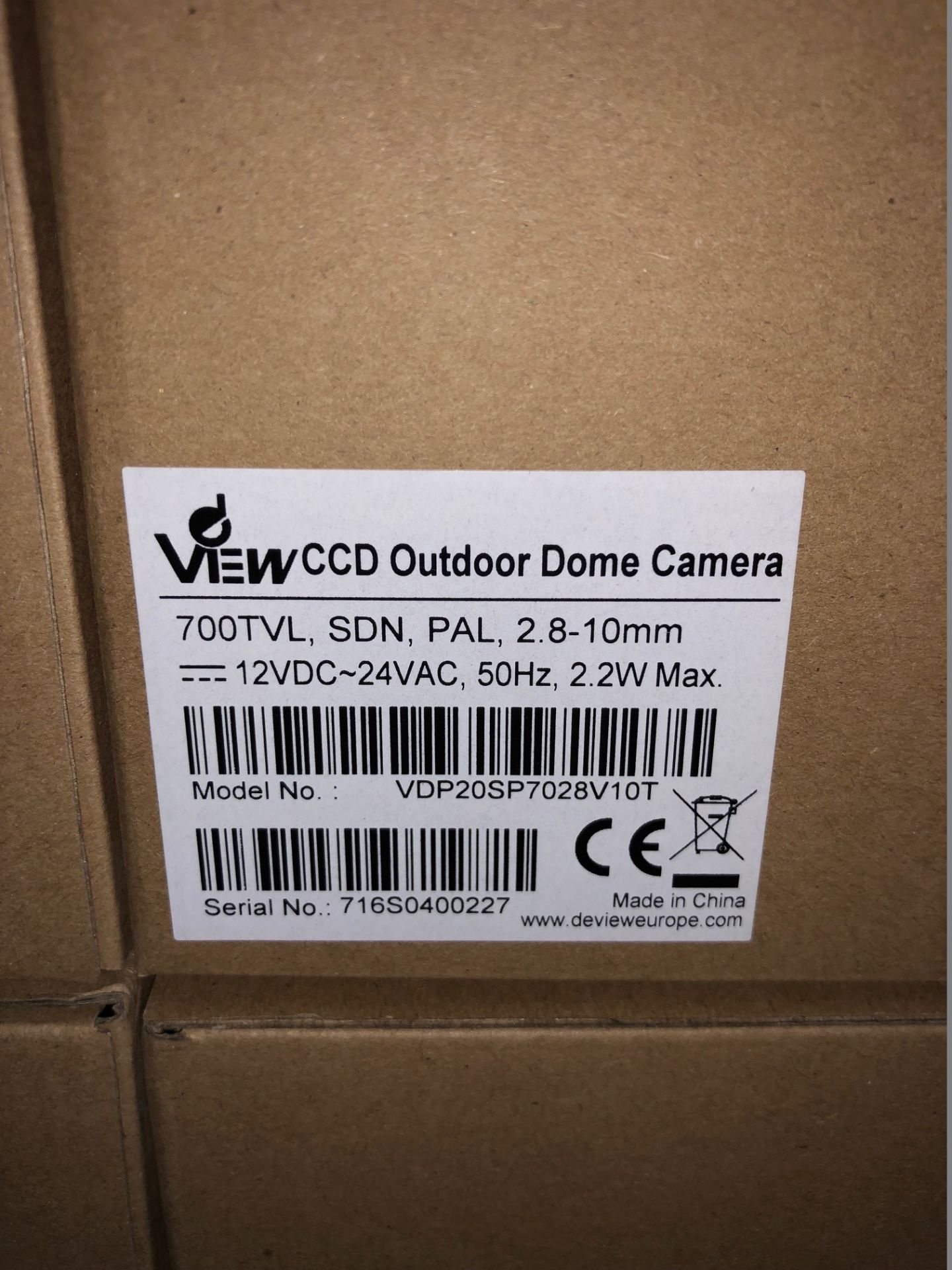4 x dView CCD Outdoor Dome Cameras - 700TVL, SDN, PAL, 2.8-10mm - Model VDP20SP7028V10T (Brand New & - Image 2 of 3
