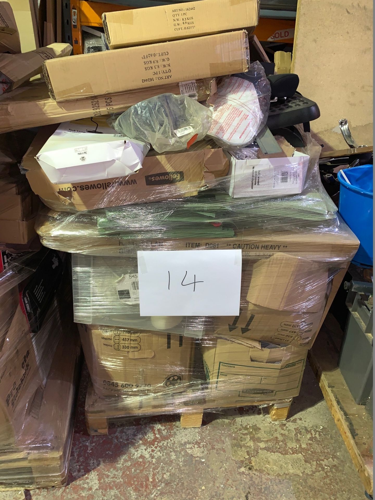 1 x Pallet of Mixed Stock/Stationery Including Task Lamps, Coat Stands, Clip Frames, Square Cut