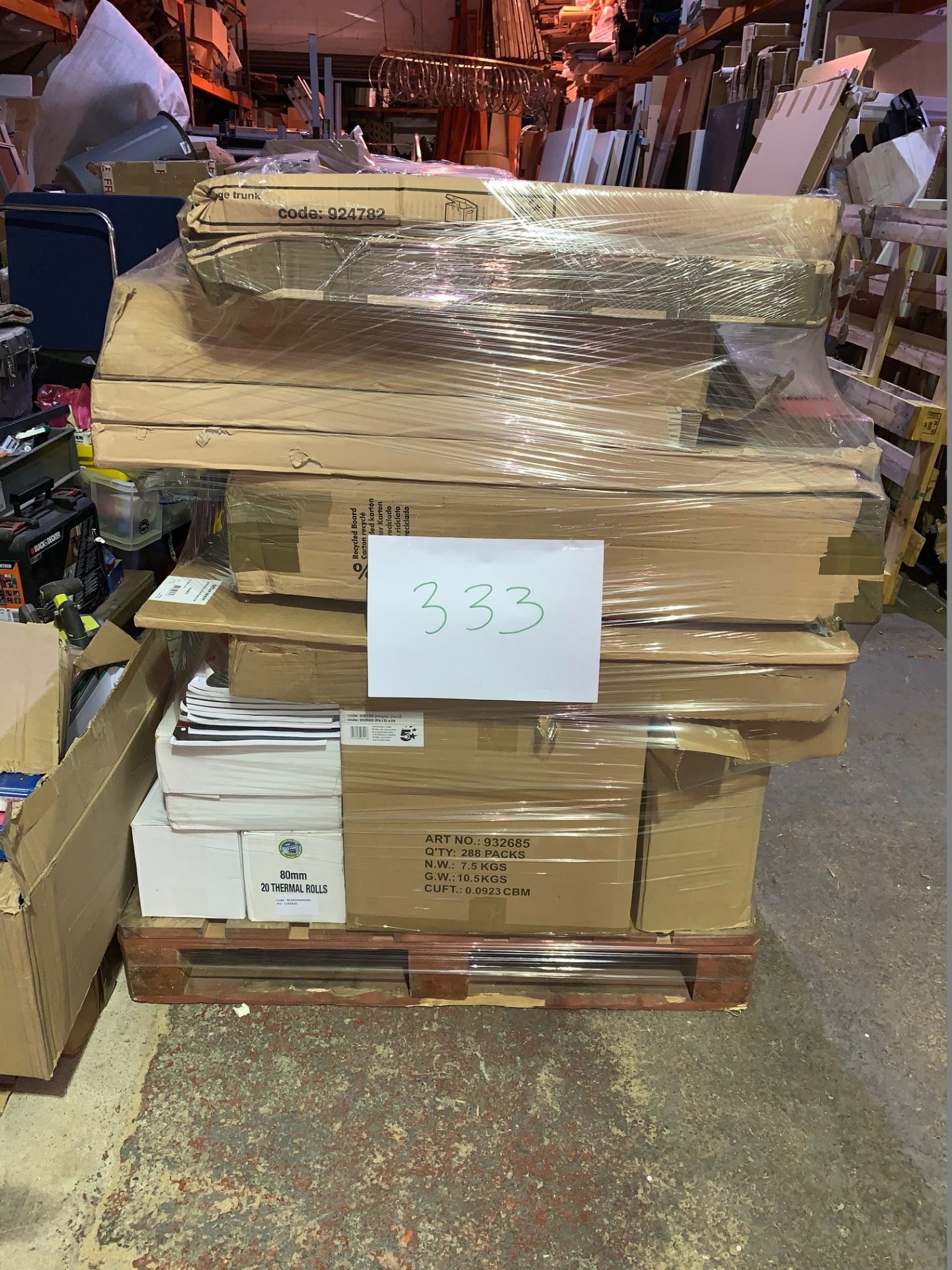 1 x Pallet of Mixed Stock/Stationery Including Archive Boxes, Till Rolls, Correction Rollers,