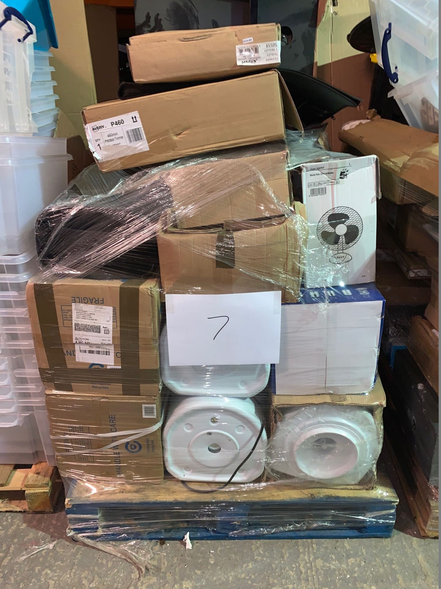 1 x Pallet of Mixed Stock/Stationery Including Water Boilers, Desk Fans, Water Dispensers, Paper