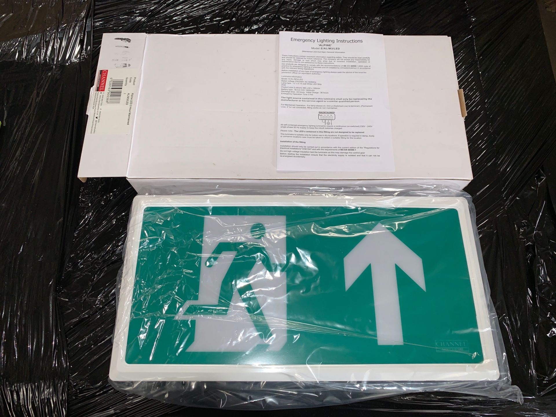 Channel Safety Alpine LED Fire Exit Sign Emergency Light - Product Code AL/M3/LED