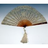 19C. French Brussels Rosepoint Jeweled Wedding Fan