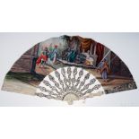 Antique 19th Century Spanish Hand Painted Silk Fan