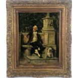 Vincente March 1859-1927 Man with Dog Oil Painting