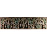 Antique Asian Deep Relief Carved Polychrome Panel