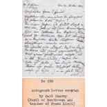 Carl Czerny LOT 19th C. Autographed Letter w Photo
