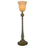 Elegant Murano Gold Flecked Art Glass Floor Lamp