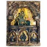 18th Cen. Greek School Madonna Child & Saints Icon