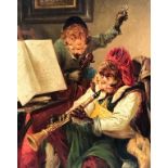 Emmanuel Notterman 1808-1863 Monkeys Oil Painting