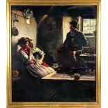 Emil Rau (1858-1937) Figural Interior Oil Painting